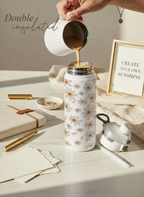 Personalised Lumi Insulated Premium Water Bottle 650ml – Azure Daisy Garden Print | 12+ Hours Hot & Cold | 2-Way Lid