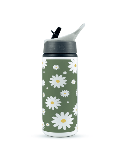 600ml Printed Fun-Sip Water Bottle | Sage Meadows Print | For Kids, School, Sports | Sipper Bottle with Carry Handle, Durable & Stylish