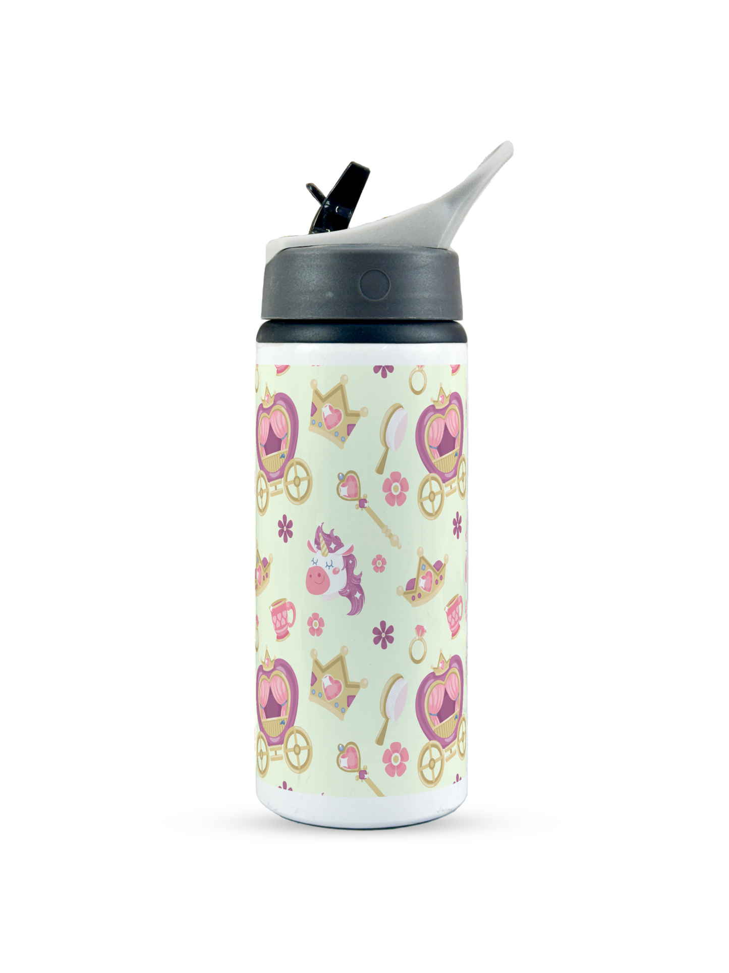 600ml Printed Fun-Sip Water Bottle | Princess Theme Print | For Kids, School, Sports | Sipper Bottle with Carry Handle, Durable & Stylish