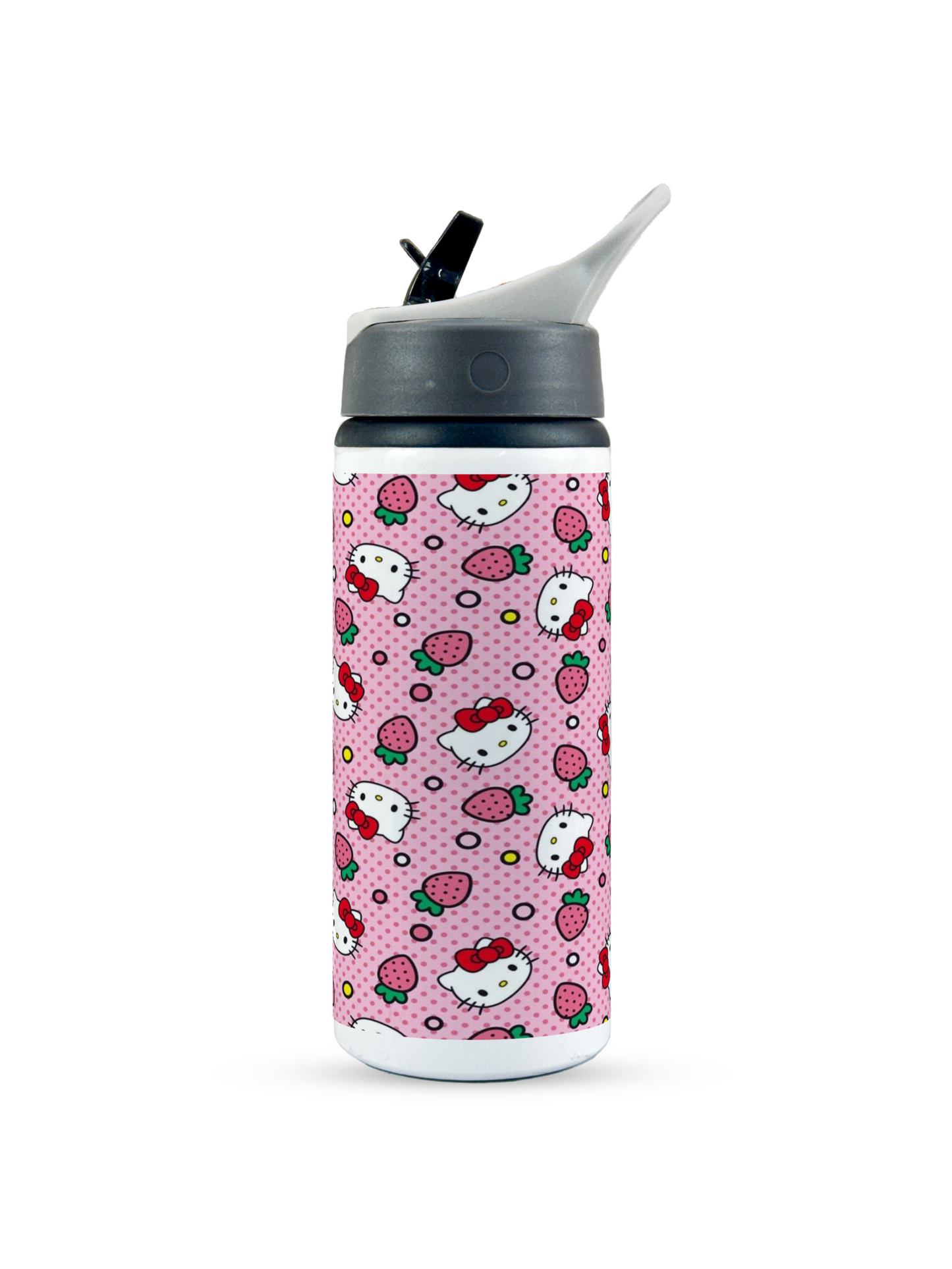 600ml Printed Fun-Sip Water Bottle | Hello Kitty Print | For Kids, School, Sports | Sipper Bottle with Carry Handle, Durable & Stylish