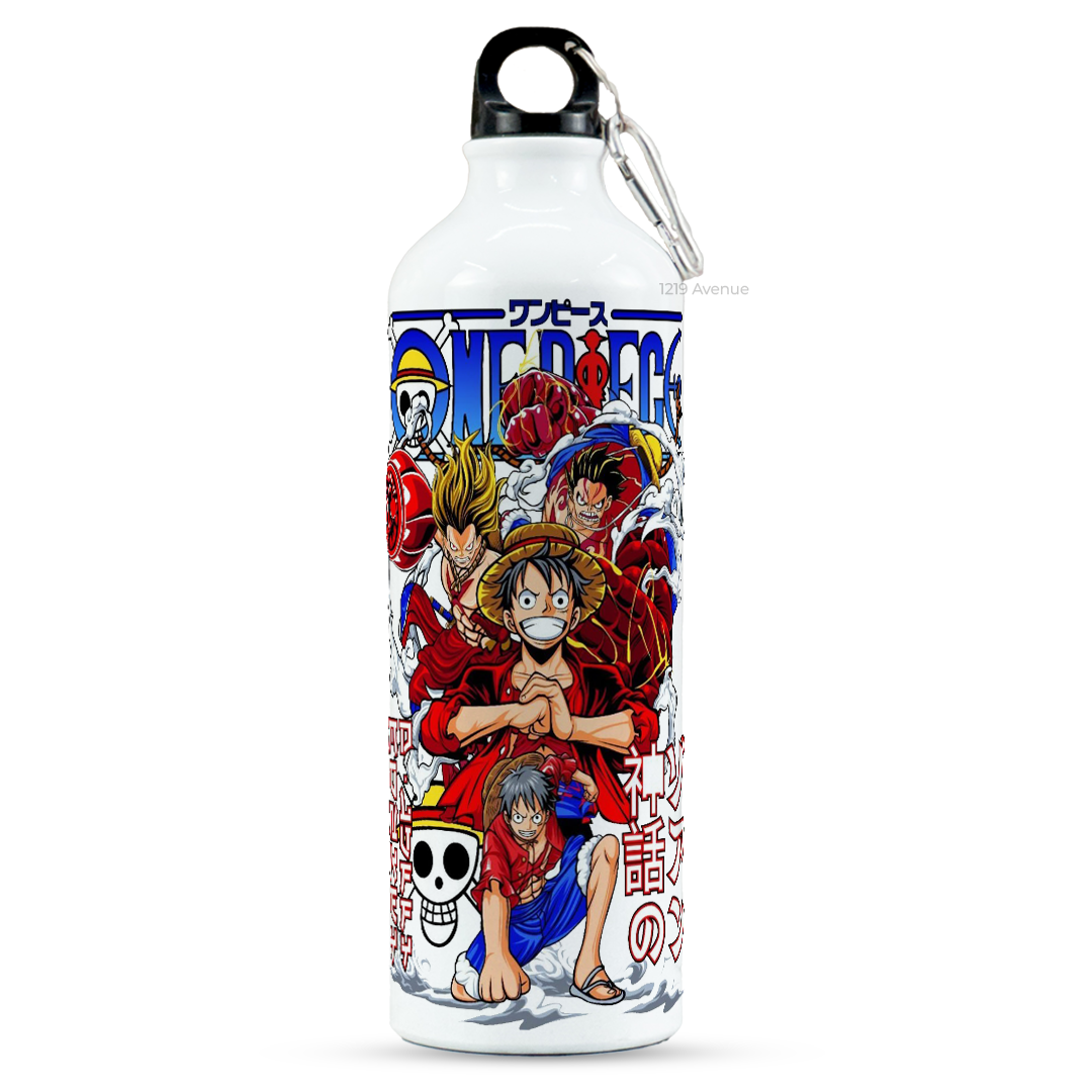 750ml Printed Hooked-Up Water Bottle | Luffy Print | For Kids, School, Sports | Sipper Bottle with Carry Hook, Durable & Stylish