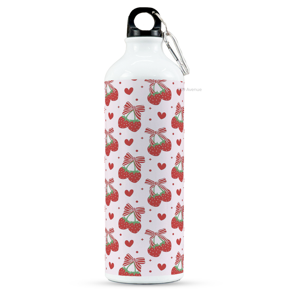 750ml Hooked-Up Water Bottle |Strawberry Burst Print | Leak Proof | Printed Bottle with Carry Hook, Durable & Stylish