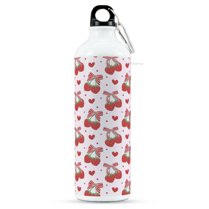 750ml Printed Hooked-Up Water Bottle |Strawberry Burst Print | For Kids, School, Sports | Sipper Bottle with Carry Hook, Durable & Stylish