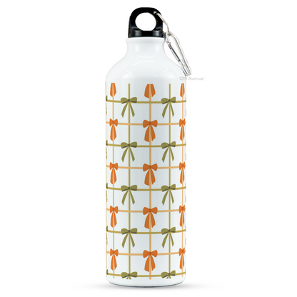 750ml Printed Hooked-Up Water Bottle | Multi-Bows Pattern Print | For Kids, School, Sports | Sipper Bottle with Carry Hook, Durable & Stylish