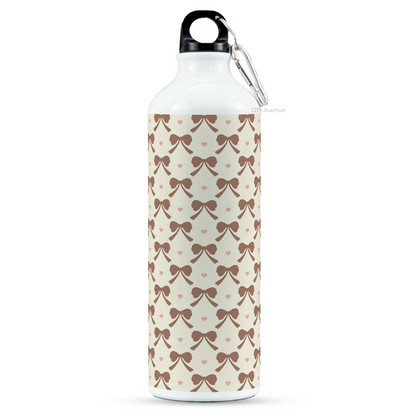 750ml Printed Hooked-Up Water Bottle | Brown-Bow Beauty Print | For Kids, School, Sports | Sipper Bottle with Carry Hook, Durable & Stylish