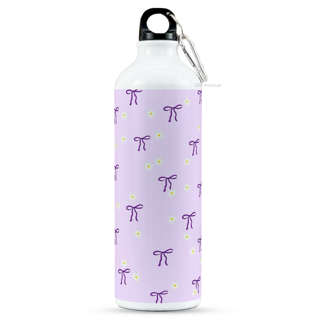 750ml Hooked-Up Water Bottle | Meadows Bows Print | Leak Proof | Printed Bottle with Carry Hook, Durable & Stylish