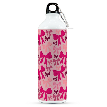 750ml Printed Hooked-Up Water Bottle | Multi-Bows All Over Print | For Kids, School, Sports | Sipper Bottle with Carry Hook, Durable & Stylish