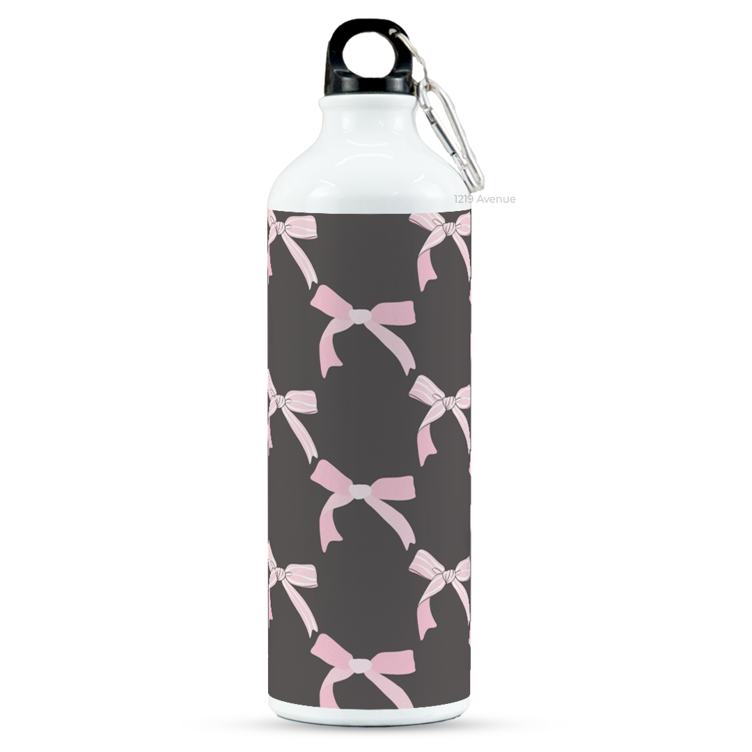 750ml Printed Hooked-Up Water Bottle | Black-Bow Beauty Print | For Kids, School, Sports | Sipper Bottle with Carry Hook, Durable & Stylish