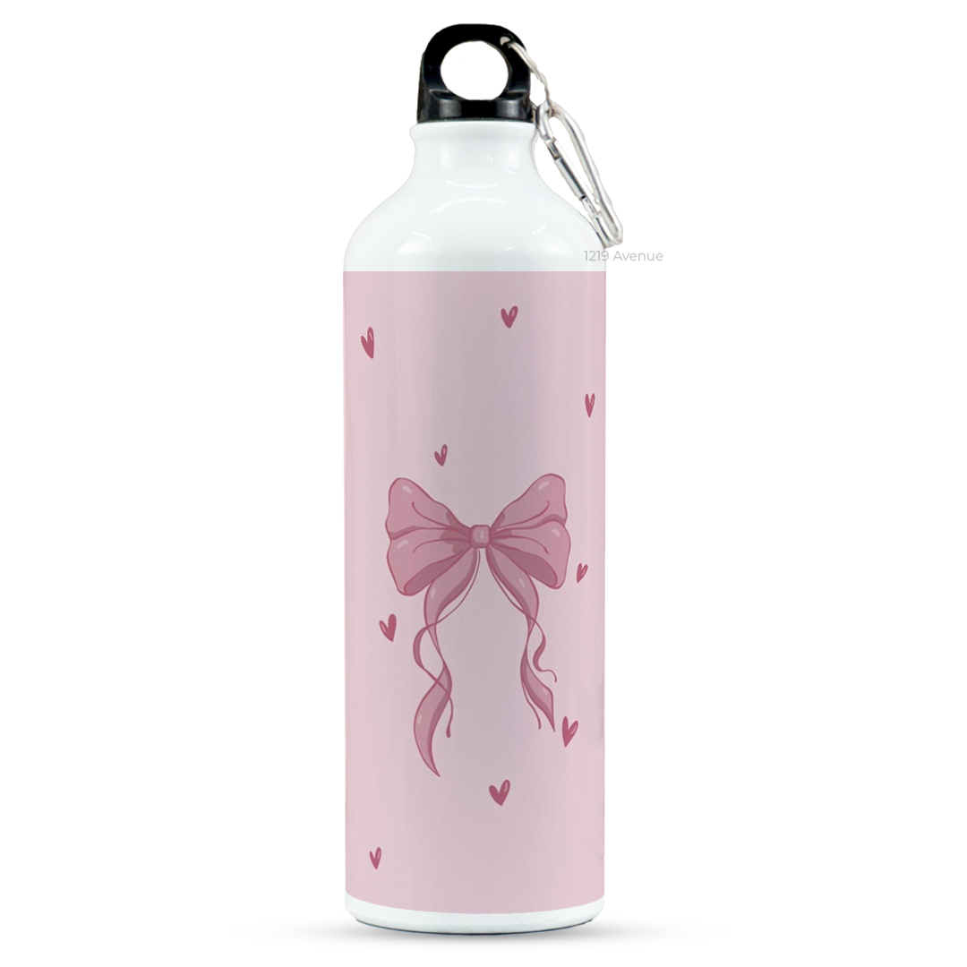 750ml Printed Hooked-Up Water Bottle | Abstract Bow Print | For Kids, School, Sports | Sipper Bottle with Carry Hook, Durable & Stylish