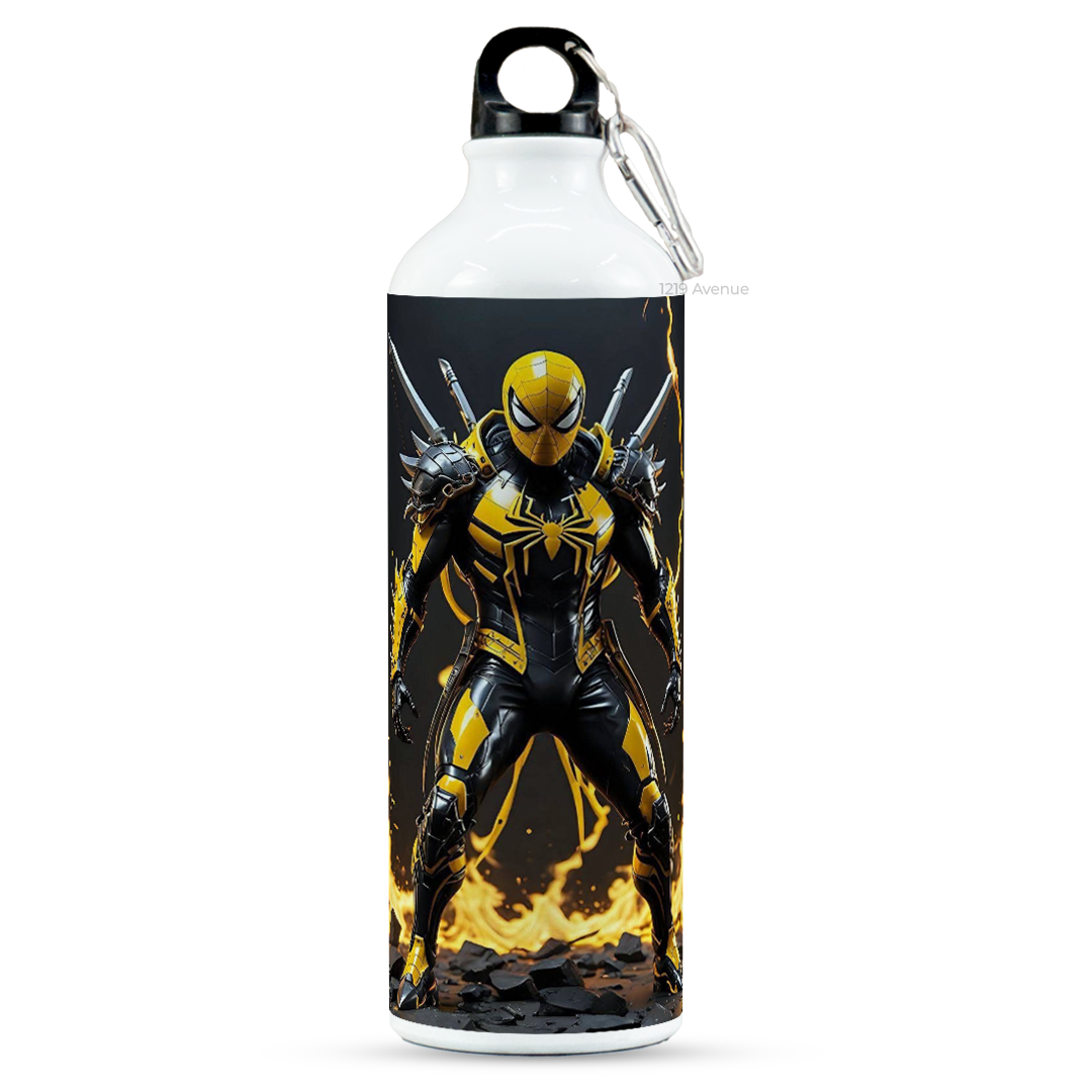 750ml Printed Hooked-Up Water Bottle |Iron Spider-Man Print | For Kids, School, Sports | Sipper Bottle with Carry Hook, Durable & Stylish