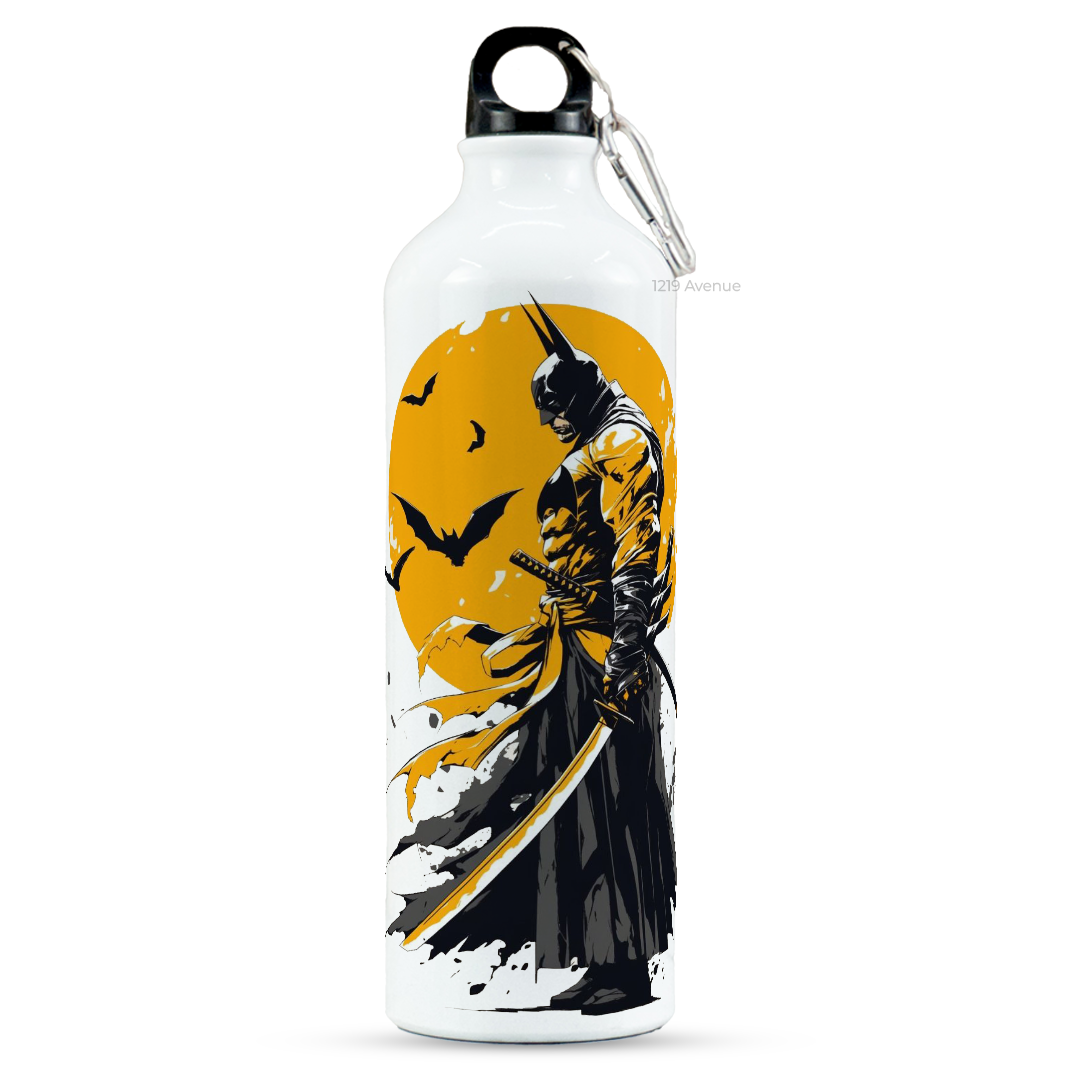 750ml Hooked-Up Water Bottle | Comic-Bat Print | Leak Proof | Printed Bottle with Carry Hook, Durable & Stylish