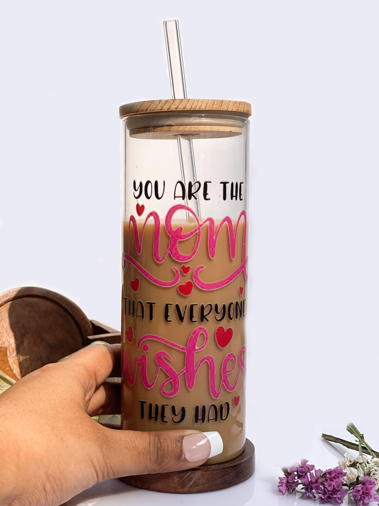 Clear Grande Sipper 650ml| You're the Mom Print| 22 oz Coffee Tumbler with Straw and Lid