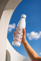 Aarkeo Double Walled Stainless Steel Water Bottle 550ml | Blush Ribbon Luxe Print | Insulated Leakproof Hot & Cold Bottle for Office, Gym & Travel 1219 Avenue