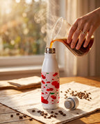 Aarkeo Double Walled Stainless Steel Water Bottle 550ml | Cherry Cottage Print | Insulated Leakproof Hot & Cold Bottle for Office, Gym & Travel 1219 Avenue
