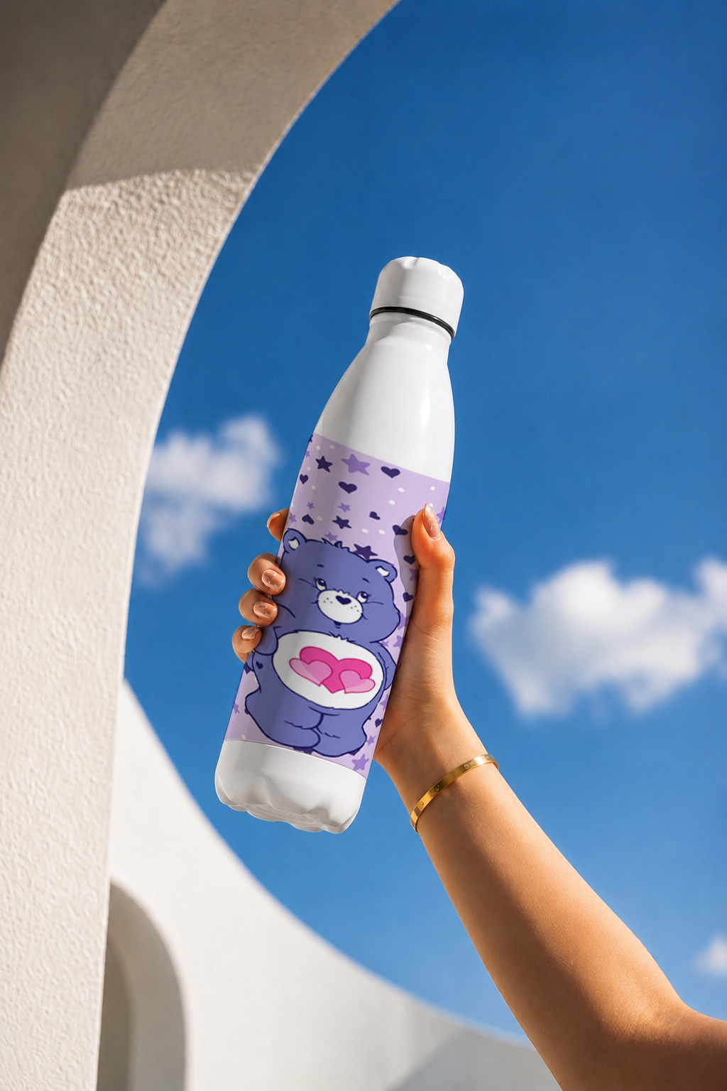 Aarkeo Double Walled Stainless Steel Water Bottle 550ml | Dreamy Teddy Hearts Print | Insulated Leakproof Hot & Cold Bottle for Office, Gym & Travel 1219 Avenue