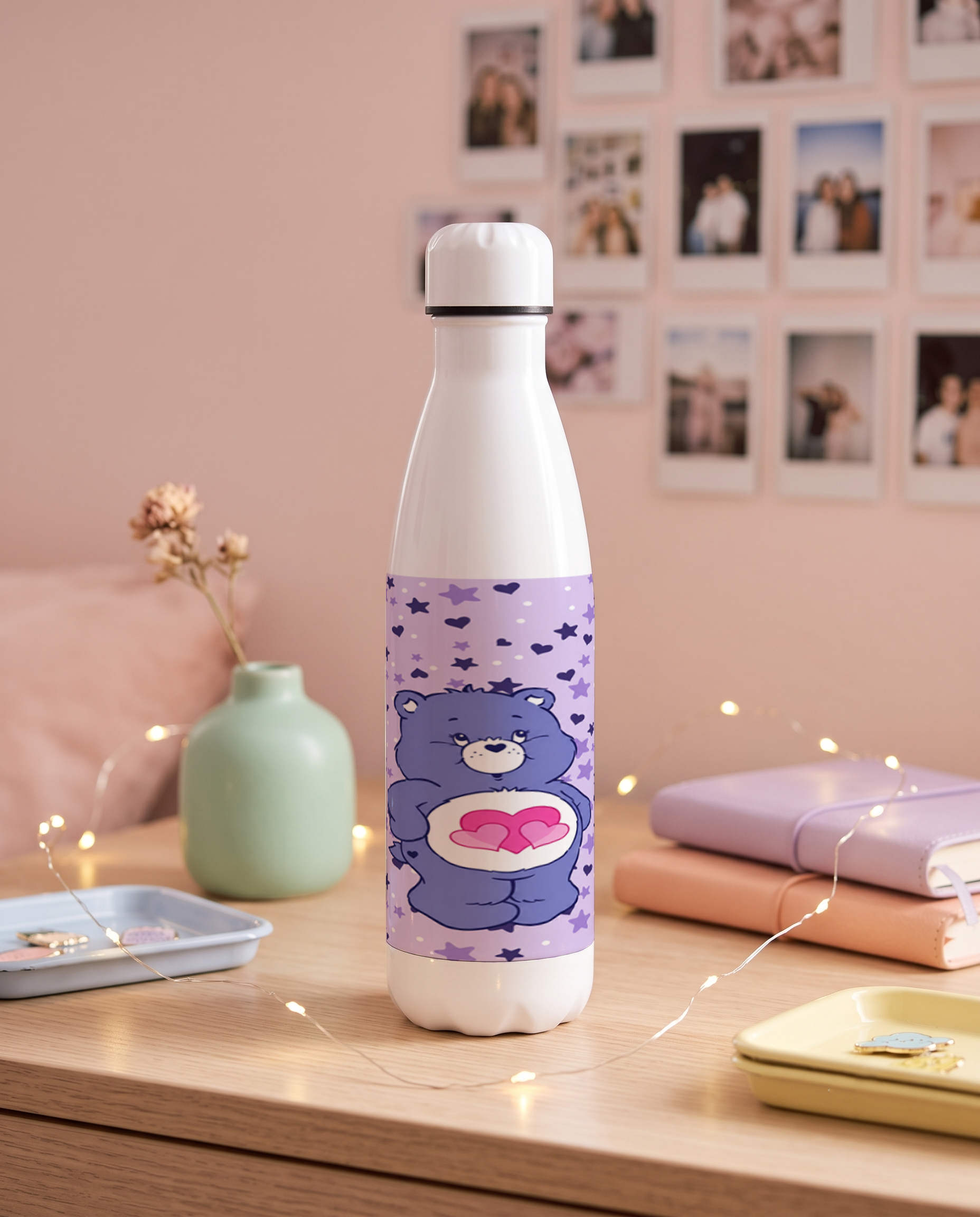 Aarkeo Double Walled Stainless Steel Water Bottle 550ml | Dreamy Teddy Hearts Print | Insulated Leakproof Hot & Cold Bottle for Office, Gym & Travel 1219 Avenue