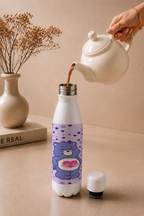 Aarkeo Double Walled Stainless Steel Water Bottle 550ml | Dreamy Teddy Hearts Print | Insulated Leakproof Hot & Cold Bottle for Office, Gym & Travel 1219 Avenue