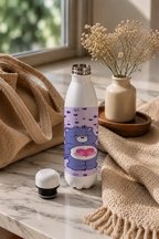 Aarkeo Double Walled Stainless Steel Water Bottle 550ml | Dreamy Teddy Hearts Print | Insulated Leakproof Hot & Cold Bottle for Office, Gym & Travel 1219 Avenue
