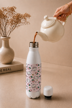 Aarkeo Double Walled Stainless Steel Water Bottle 550ml | Hello Kitty Strawberry Seamless Print | Insulated Leakproof Hot & Cold Bottle for Office, Gym & Travel 1219 Avenue
