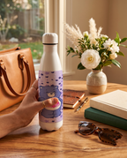 Aarkeo Double Walled Stainless Steel Water Bottle 550ml | Lilac Love Print | Insulated Leakproof Hot & Cold Bottle for Office, Gym & Travel 1219 Avenue