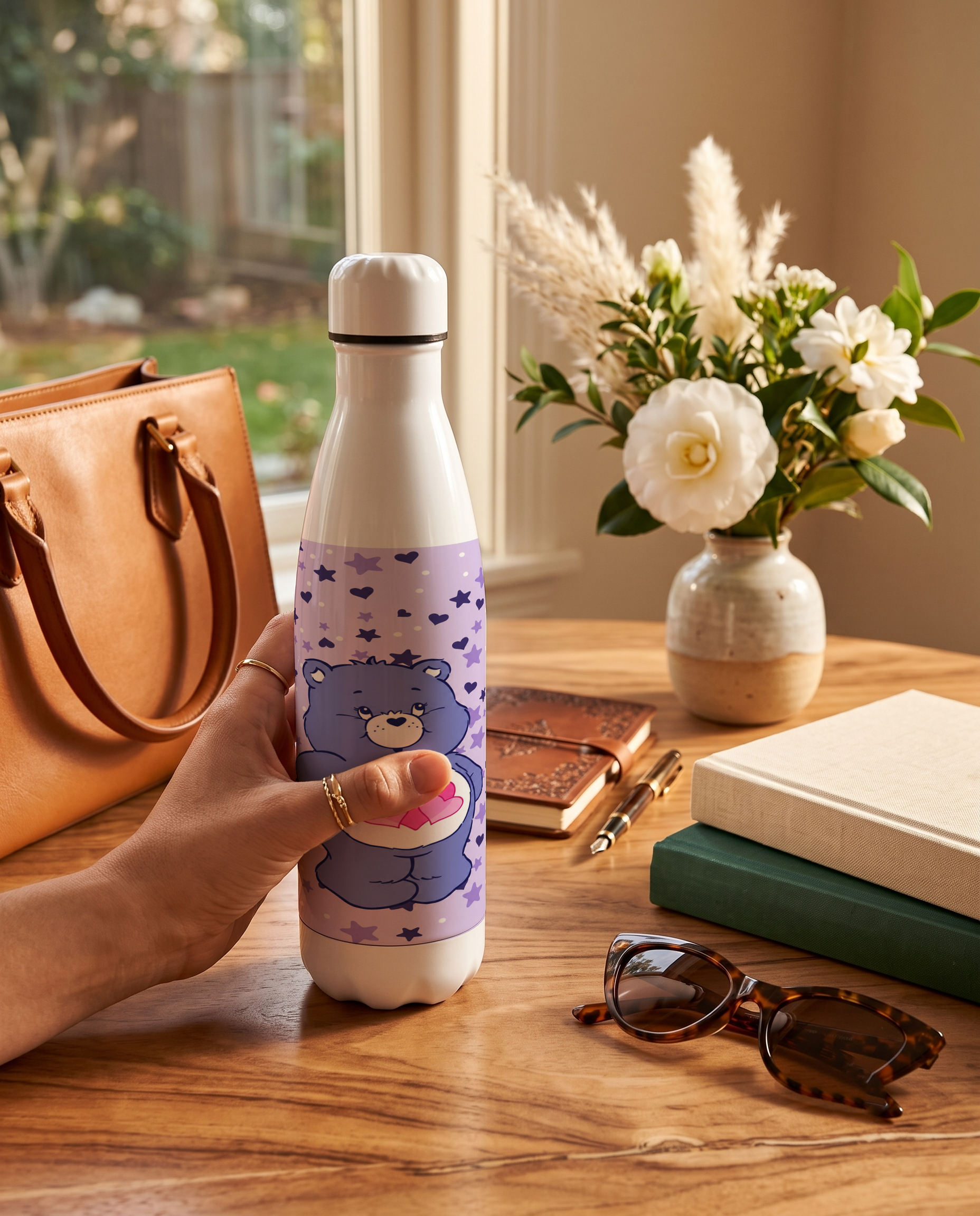 Aarkeo Double Walled Stainless Steel Water Bottle 550ml | Lilac Love Print | Insulated Leakproof Hot & Cold Bottle for Office, Gym & Travel 1219 Avenue