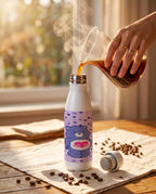 Aarkeo Double Walled Stainless Steel Water Bottle 550ml | Lilac Love Print | Insulated Leakproof Hot & Cold Bottle for Office, Gym & Travel 1219 Avenue