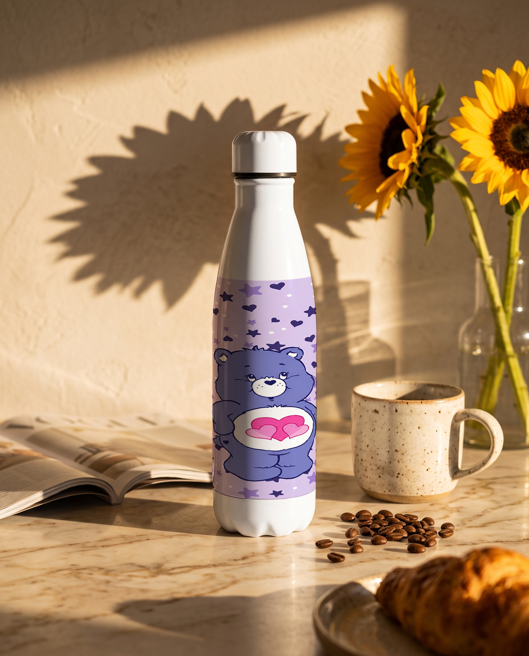 Aarkeo Double Walled Stainless Steel Water Bottle 550ml | Lilac Love Print | Insulated Leakproof Hot & Cold Bottle for Office, Gym & Travel 1219 Avenue