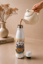 Aarkeo Double Walled Stainless Steel Water Bottle 550ml | Little Purr Family Print | Insulated Leakproof Hot & Cold Bottle for Office, Gym & Travel 1219 Avenue