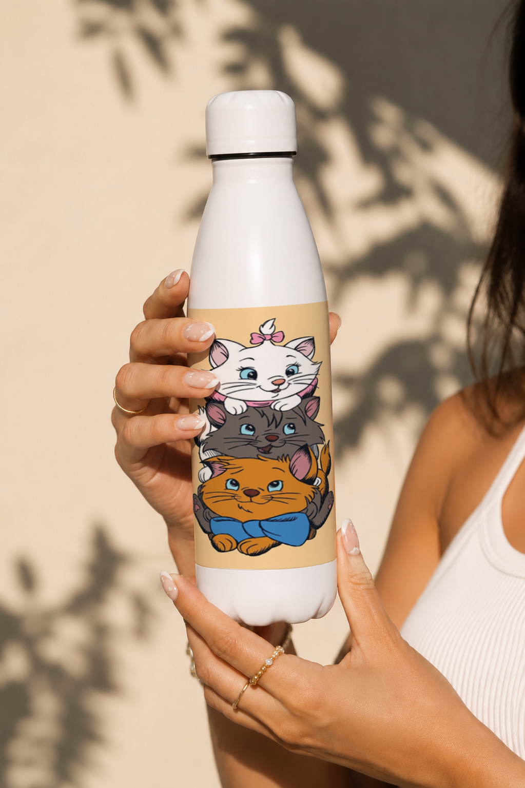 Aarkeo Double Walled Stainless Steel Water Bottle 550ml | Little Purr Family Print | Insulated Leakproof Hot & Cold Bottle for Office, Gym & Travel 1219 Avenue