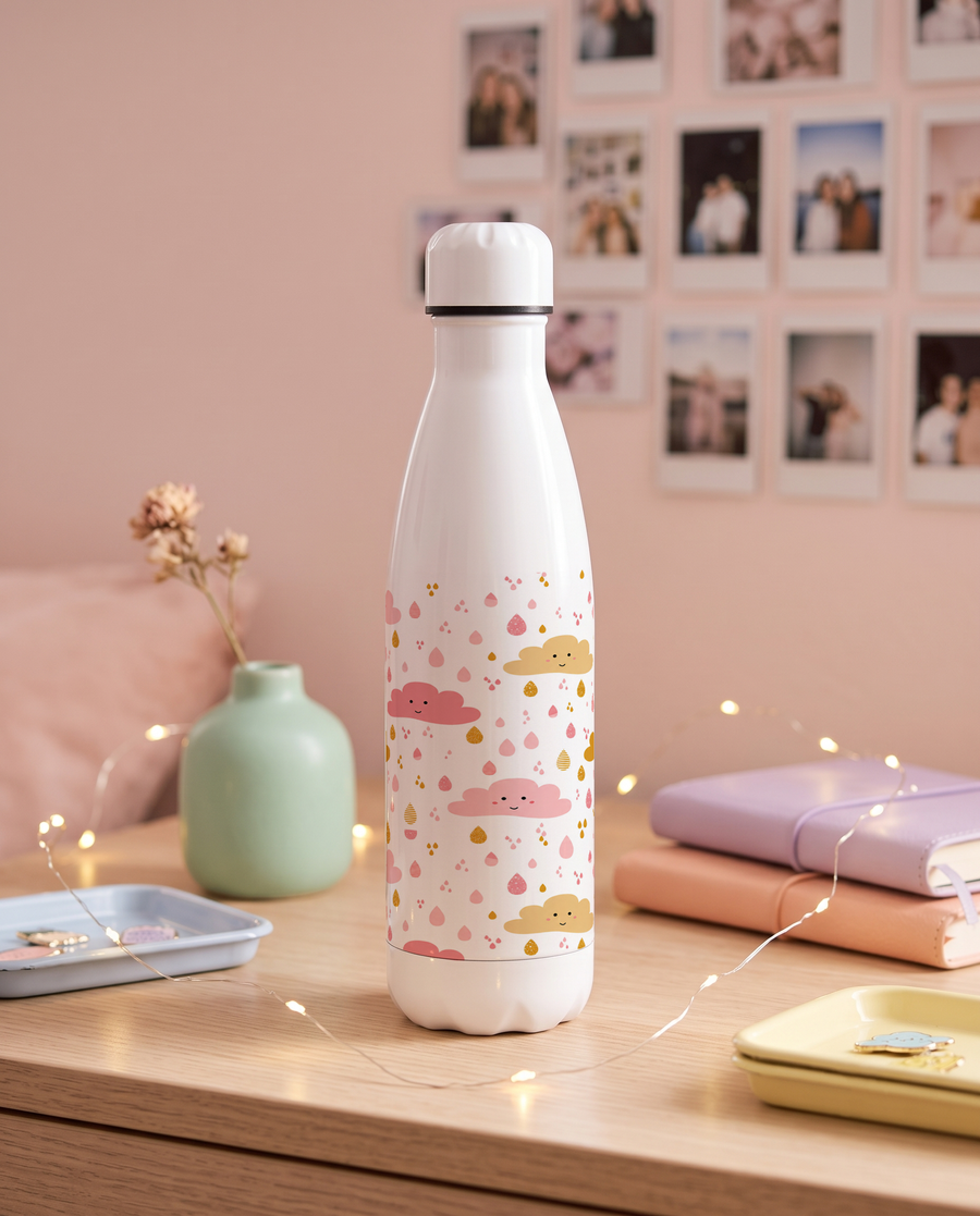 Aarkeo Double Walled Stainless Steel Water Bottle 550ml | Little Sky Dreams Print | Insulated Leakproof Hot & Cold Bottle for Office, Gym & Travel
