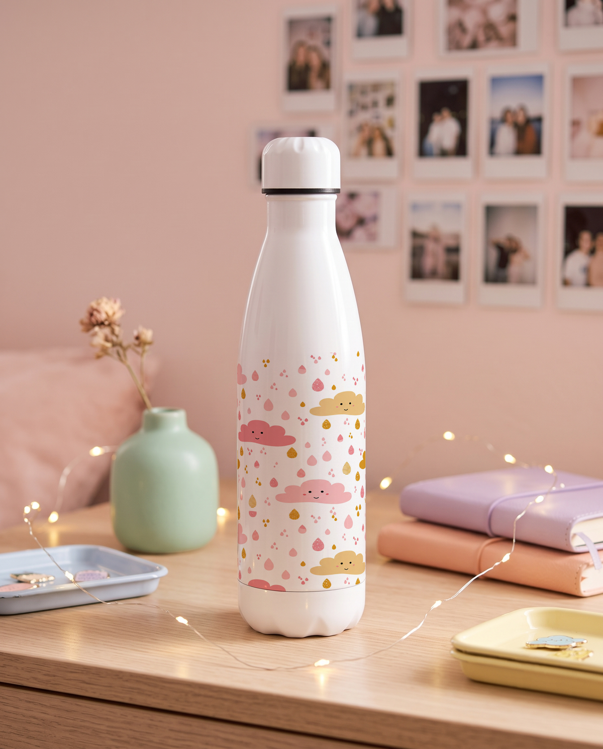 Aarkeo Double Walled Stainless Steel Water Bottle 550ml | Little Sky Dreams Print | Insulated Leakproof Hot & Cold Bottle for Office, Gym & Travel 1219 Avenue