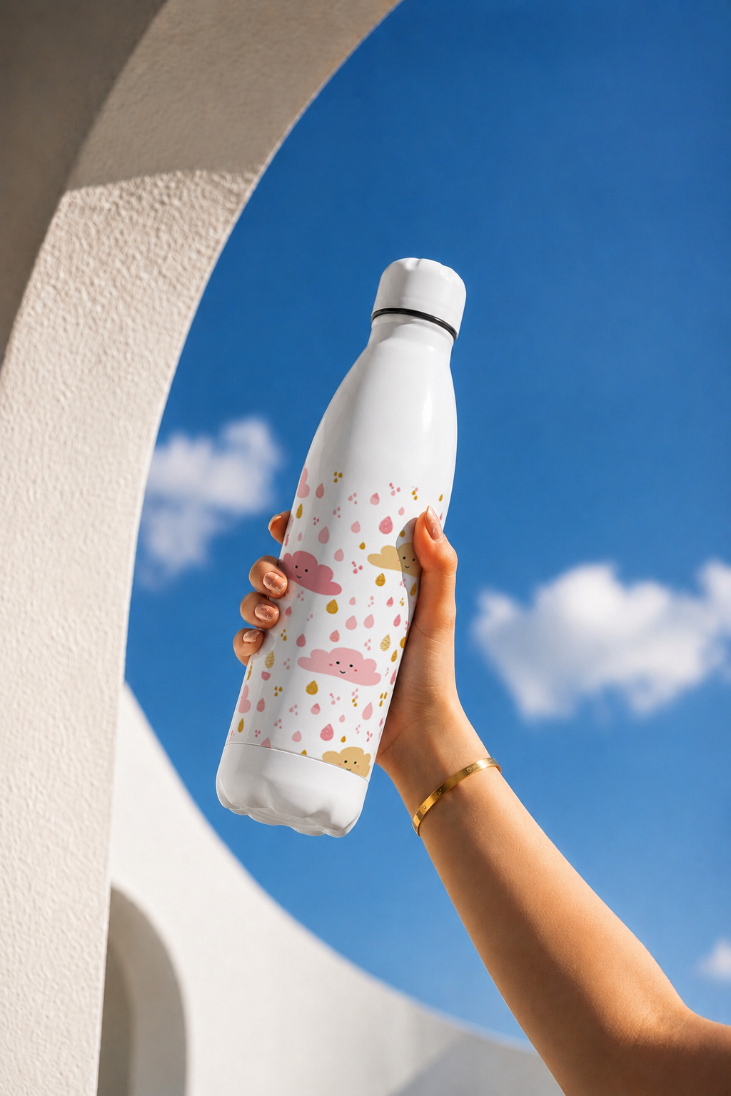 Aarkeo Double Walled Stainless Steel Water Bottle 550ml | Little Sky Dreams Print | Insulated Leakproof Hot & Cold Bottle for Office, Gym & Travel 1219 Avenue