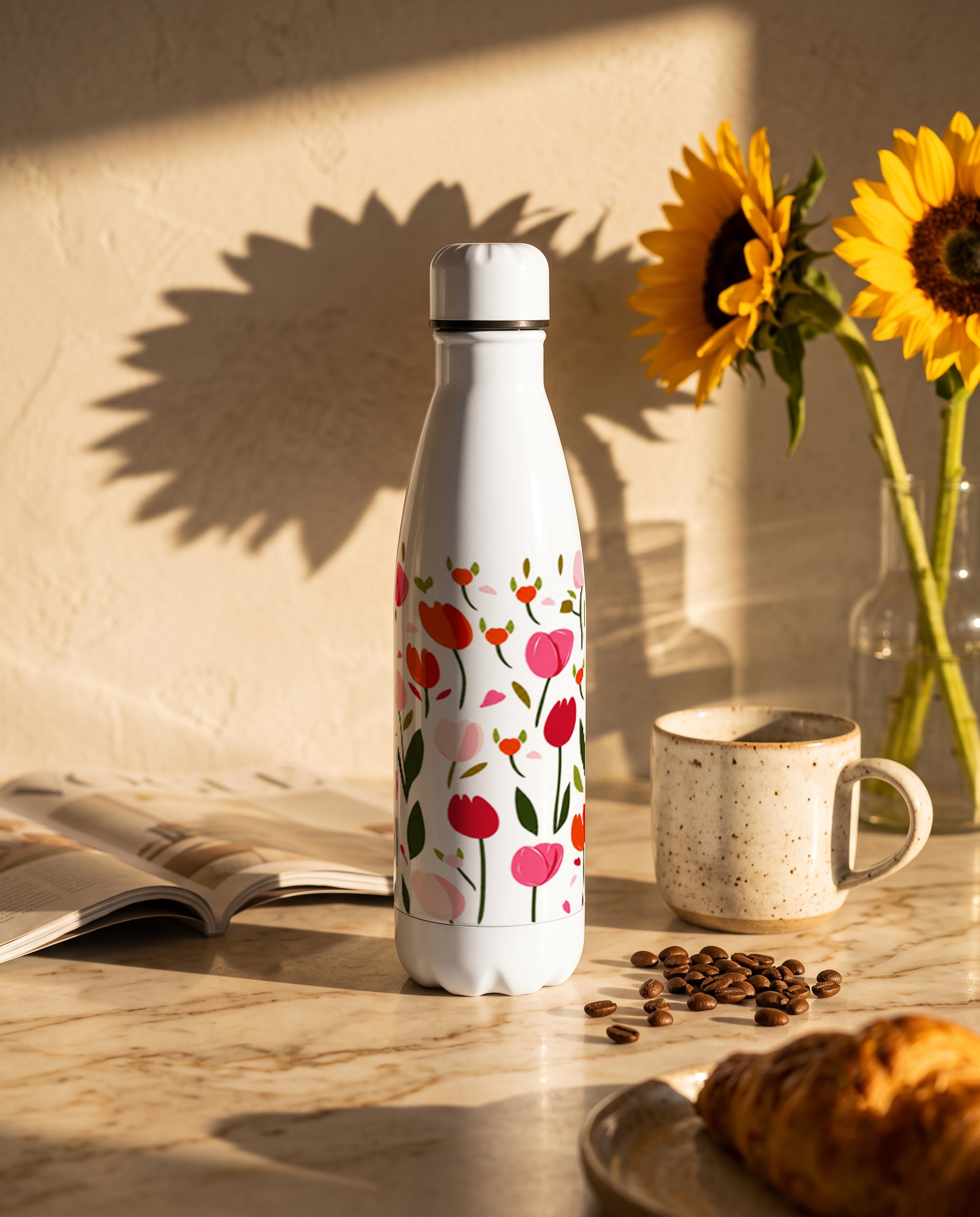Aarkeo Double Walled Stainless Steel Water Bottle 550ml | Luma Bloom Print | Insulated Leakproof Hot & Cold Bottle for Office, Gym & Travel 1219 Avenue