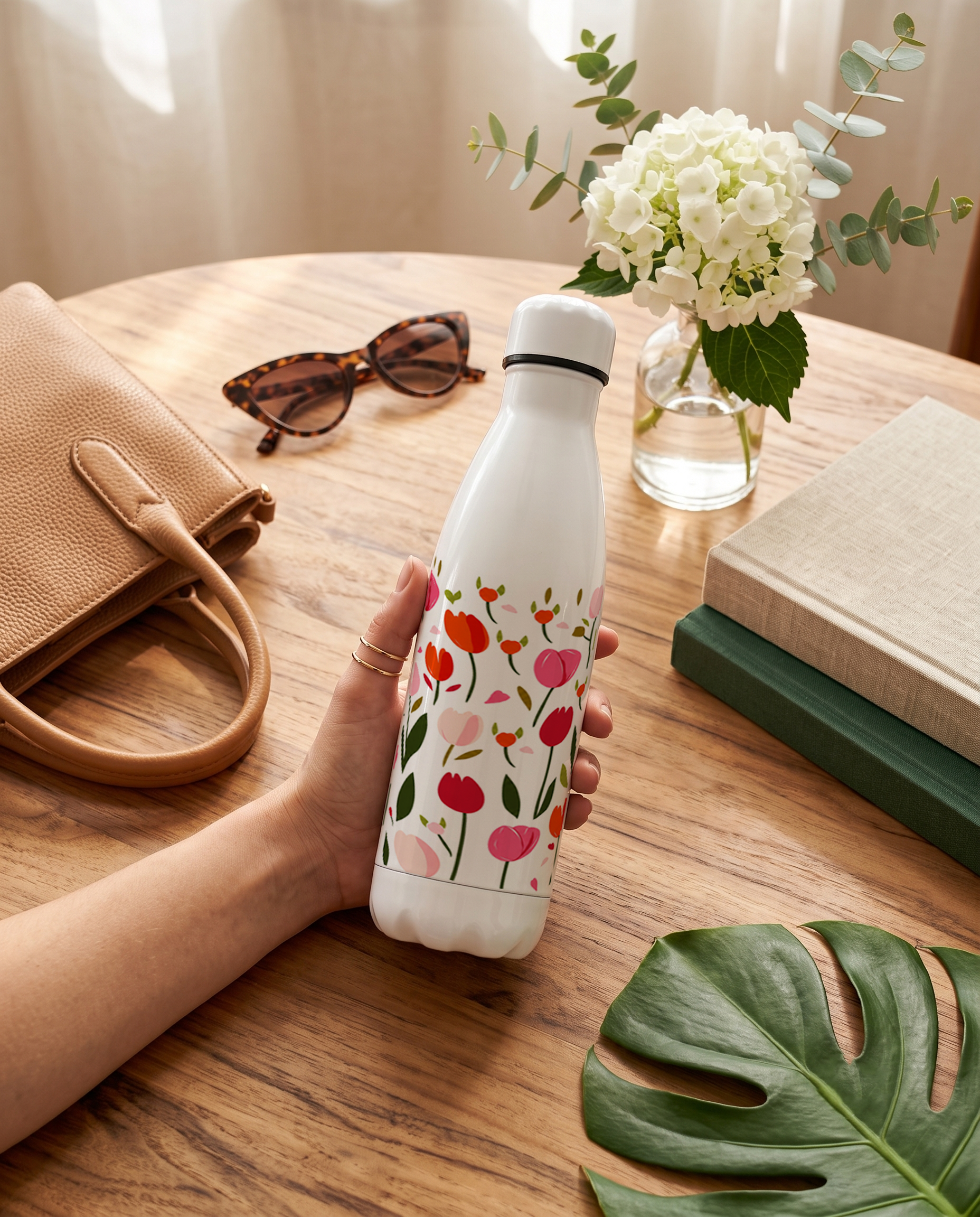 Aarkeo Double Walled Stainless Steel Water Bottle 550ml | Luma Bloom Print | Insulated Leakproof Hot & Cold Bottle for Office, Gym & Travel 1219 Avenue