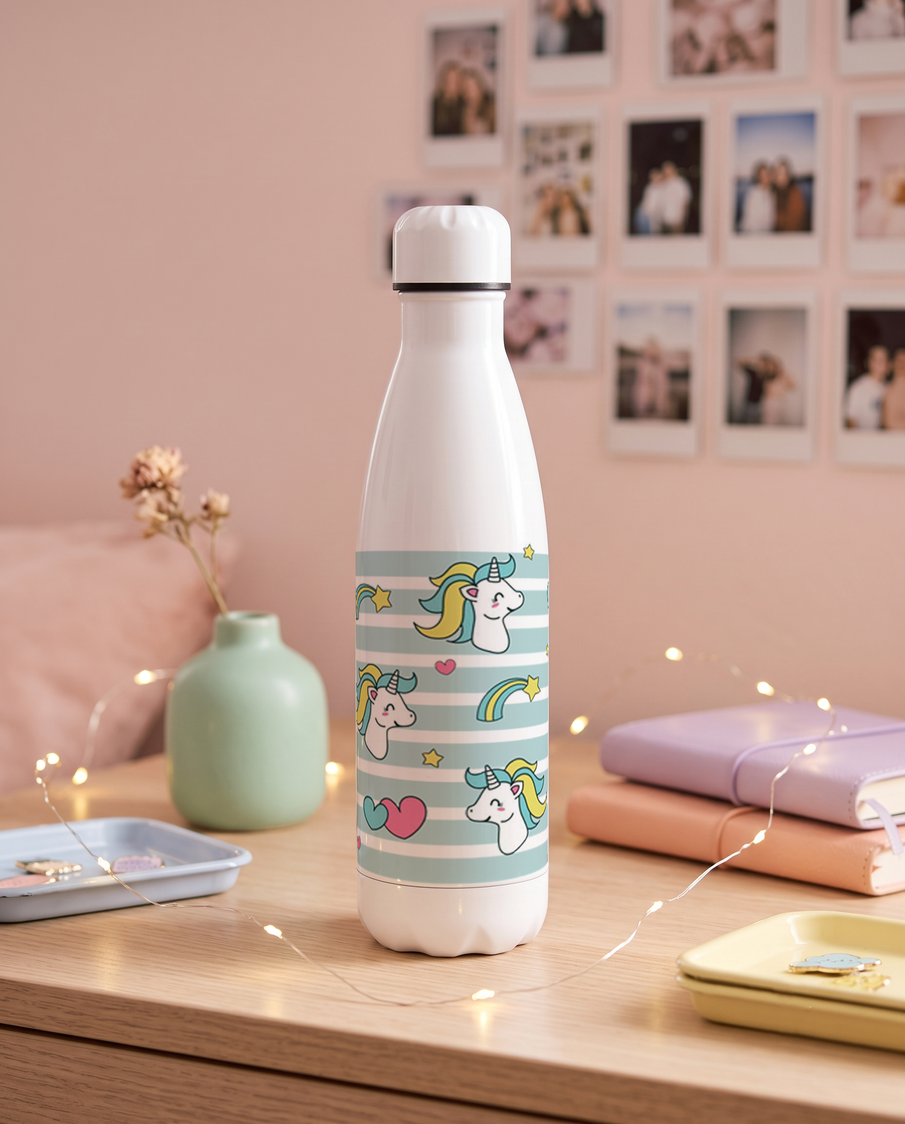 Aarkeo Double Walled Stainless Steel Water Bottle 550ml | Magic Mane Unicorn Print | Insulated Leakproof Hot & Cold Bottle for Office, Gym & Travel 1219 Avenue