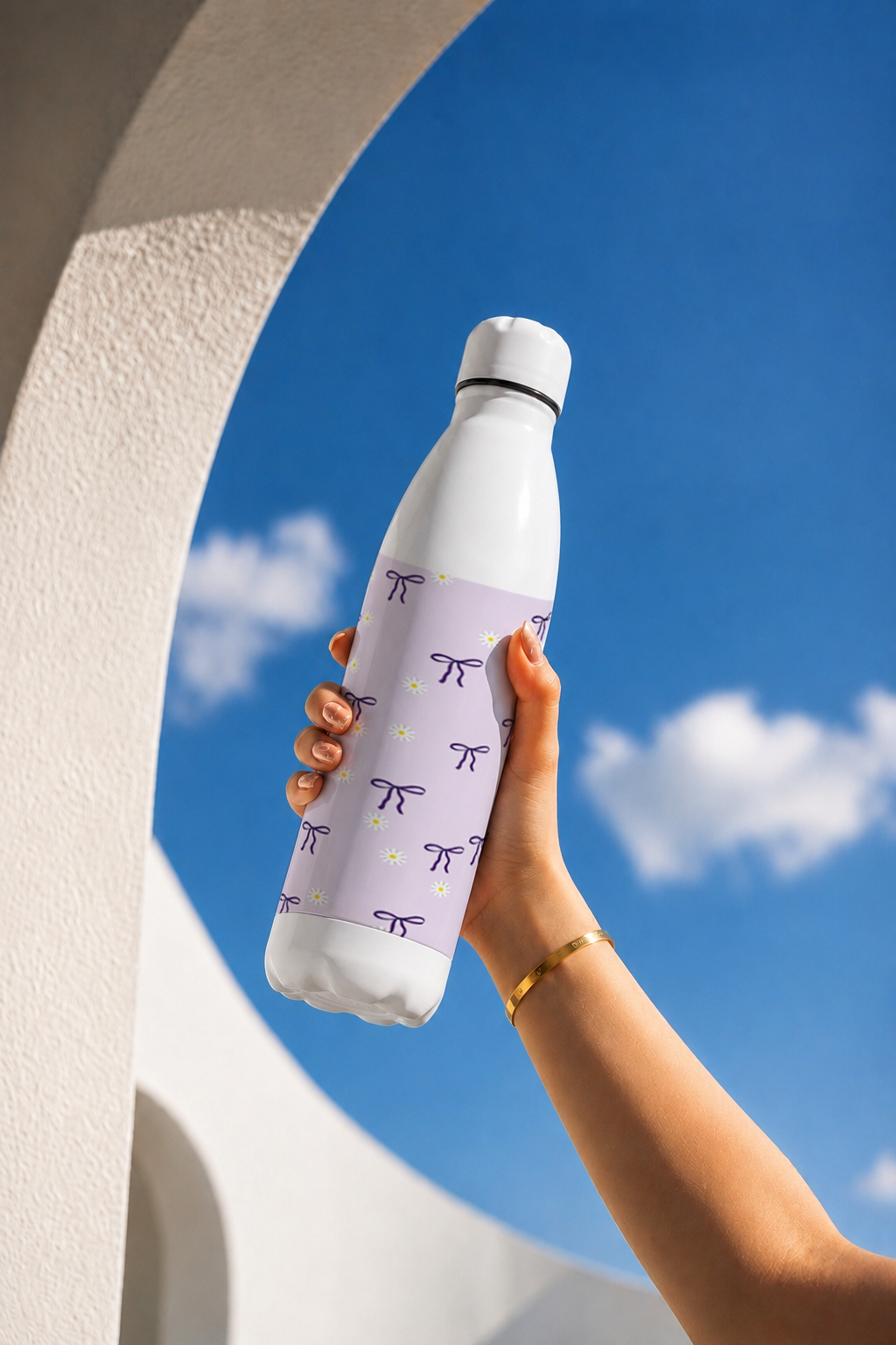 Aarkeo Double Walled Stainless Steel Water Bottle 550ml | Pastel Daisy Delight Print | Insulated Leakproof Hot & Cold Bottle for Office, Gym & Travel 1219 Avenue