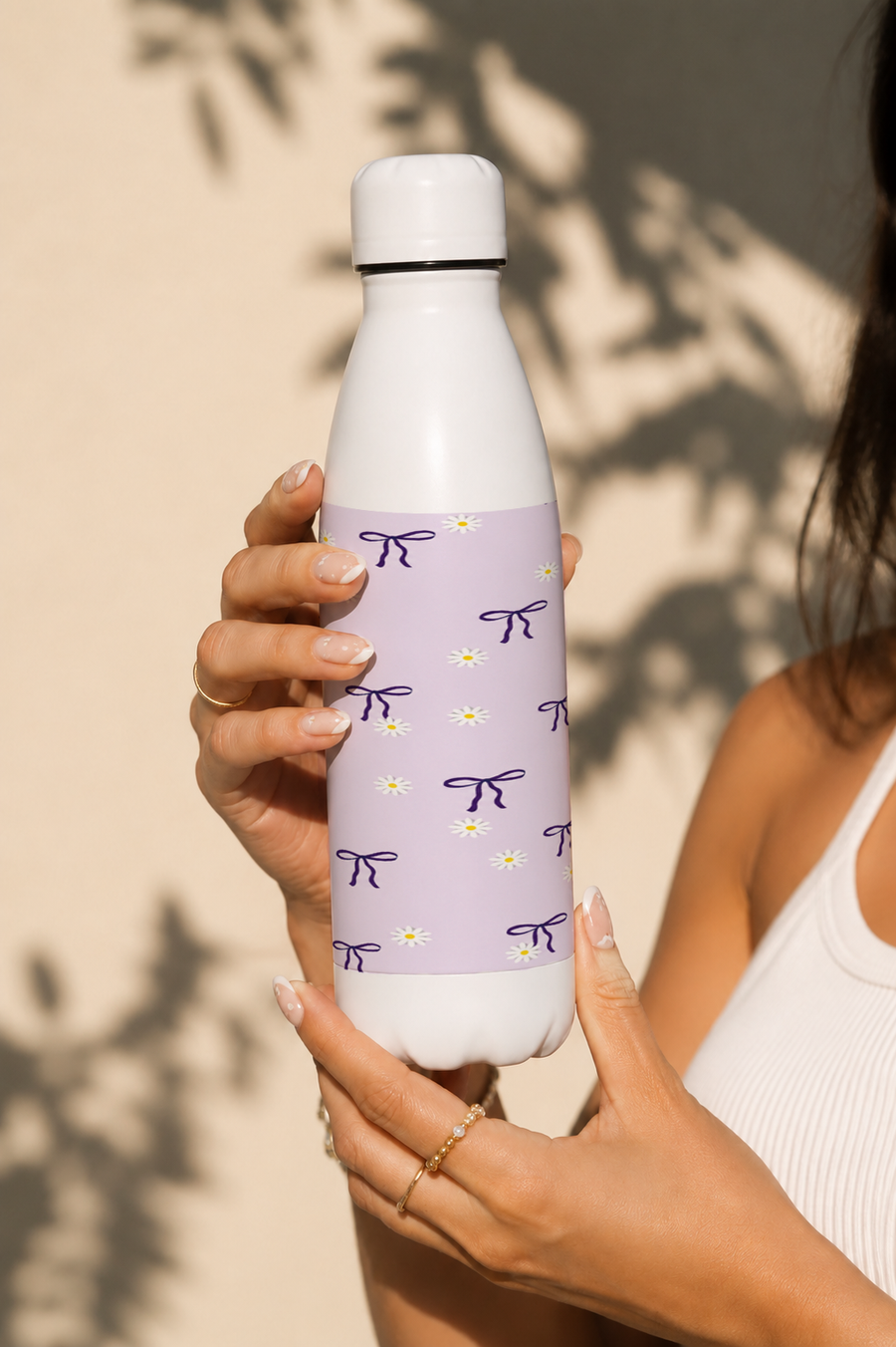Aarkeo Double Walled Stainless Steel Water Bottle 550ml | Pastel Daisy Delight Print | Insulated Leakproof Hot & Cold Bottle for Office, Gym & Travel