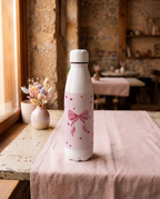 Aarkeo Double Walled Stainless Steel Water Bottle 550ml | Pink Whisper Print | Insulated Leakproof Hot & Cold Bottle for Office, Gym & Travel 1219 Avenue