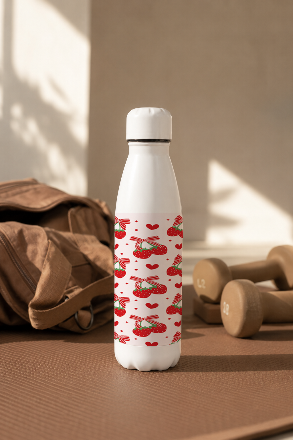 Aarkeo Double Walled Stainless Steel Water Bottle 550ml | Strawberry Sweetheart Print | Insulated Leakproof Hot & Cold Bottle for Office, Gym & Travel 1219 Avenue