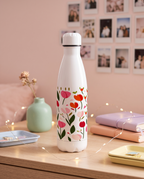 Aarkeo Double Walled Stainless Steel Water Bottle 550ml | Tulip Garden Bliss Print | Insulated Leakproof Hot & Cold Bottle for Office, Gym & Travel 1219 Avenue