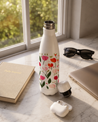 Aarkeo Double Walled Stainless Steel Water Bottle 550ml | Tulip Garden Bliss Print | Insulated Leakproof Hot & Cold Bottle for Office, Gym & Travel 1219 Avenue