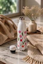 Aarkeo Double Walled Stainless Steel Water Bottle 550ml | Tulip Garden Bliss Print | Insulated Leakproof Hot & Cold Bottle for Office, Gym & Travel 1219 Avenue