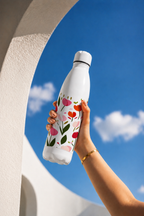 Aarkeo Double Walled Stainless Steel Water Bottle 550ml | Tulip Garden Bliss Print | Insulated Leakproof Hot & Cold Bottle for Office, Gym & Travel 1219 Avenue