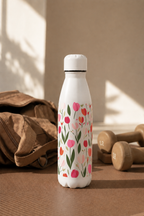 Aarkeo Double Walled Stainless Steel Water Bottle 550ml | Tulip Garden Bliss Print | Insulated Leakproof Hot & Cold Bottle for Office, Gym & Travel 1219 Avenue