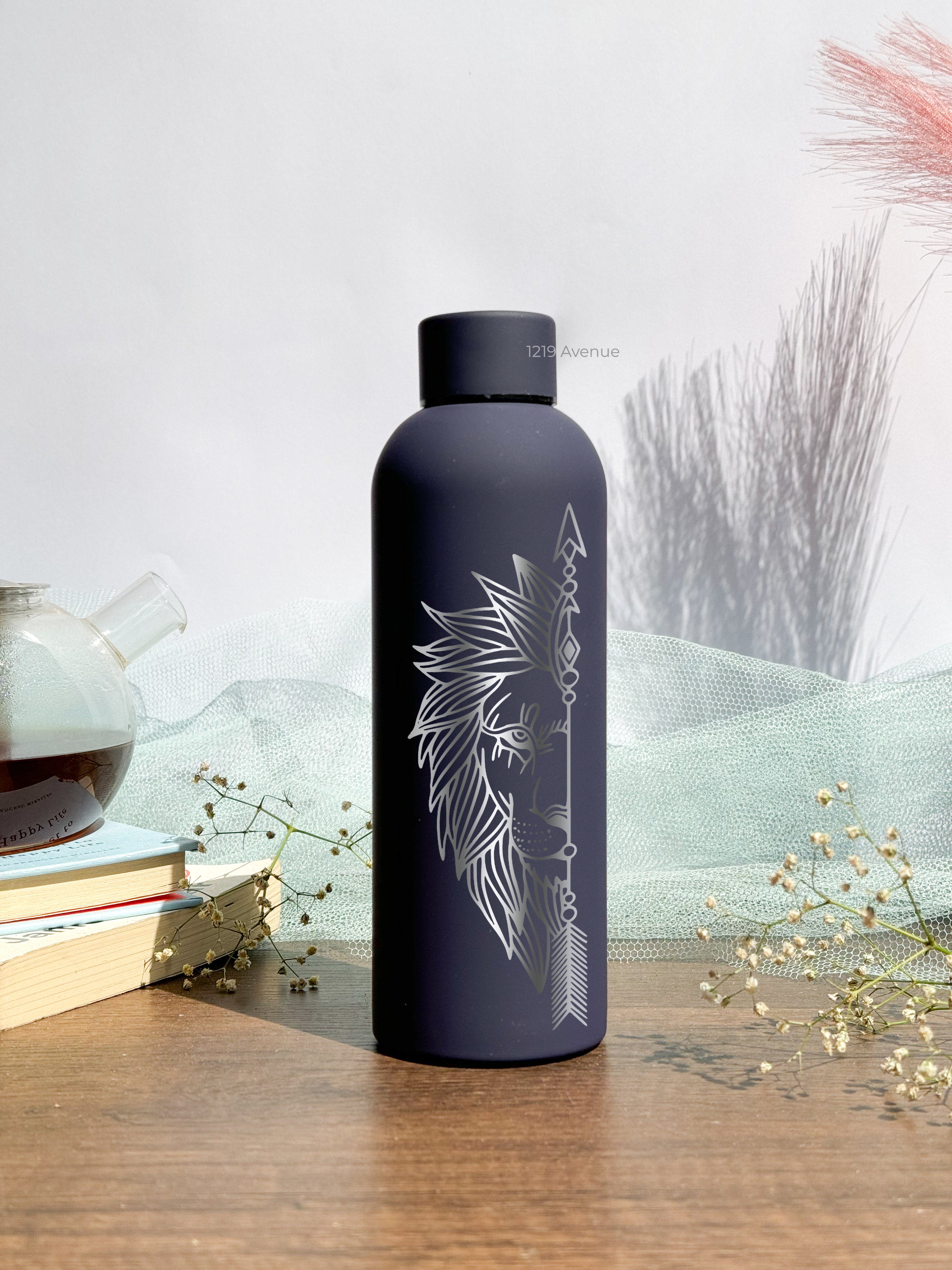 Bae-Sic Bottles 500 ML |Fierce Lion Print | Double Walled Hot And Cold Bottles 1219 Avenue India