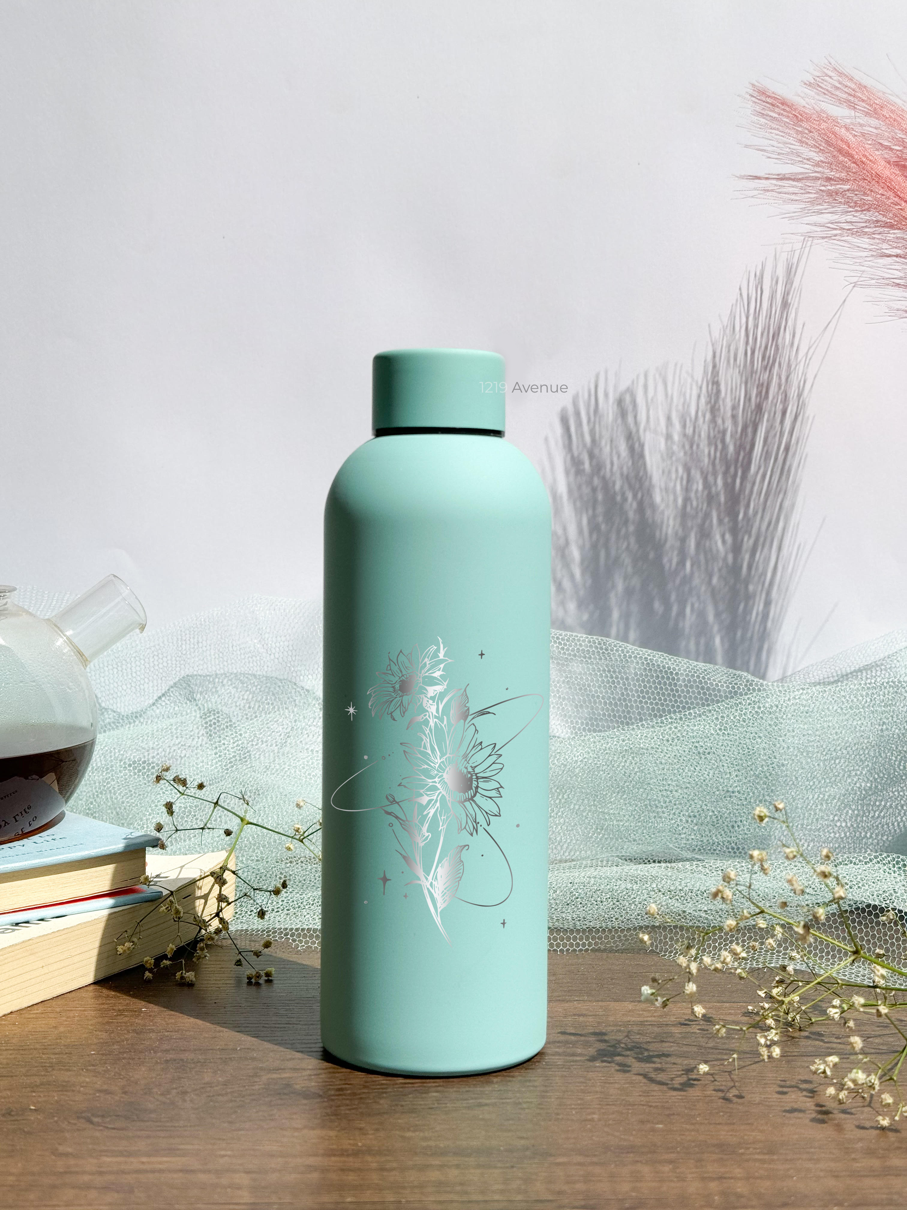 Bae-Sic Bottles 500 ML |Sunflower Universe Print | Double Walled Hot And Cold Bottles 1219 Avenue India
