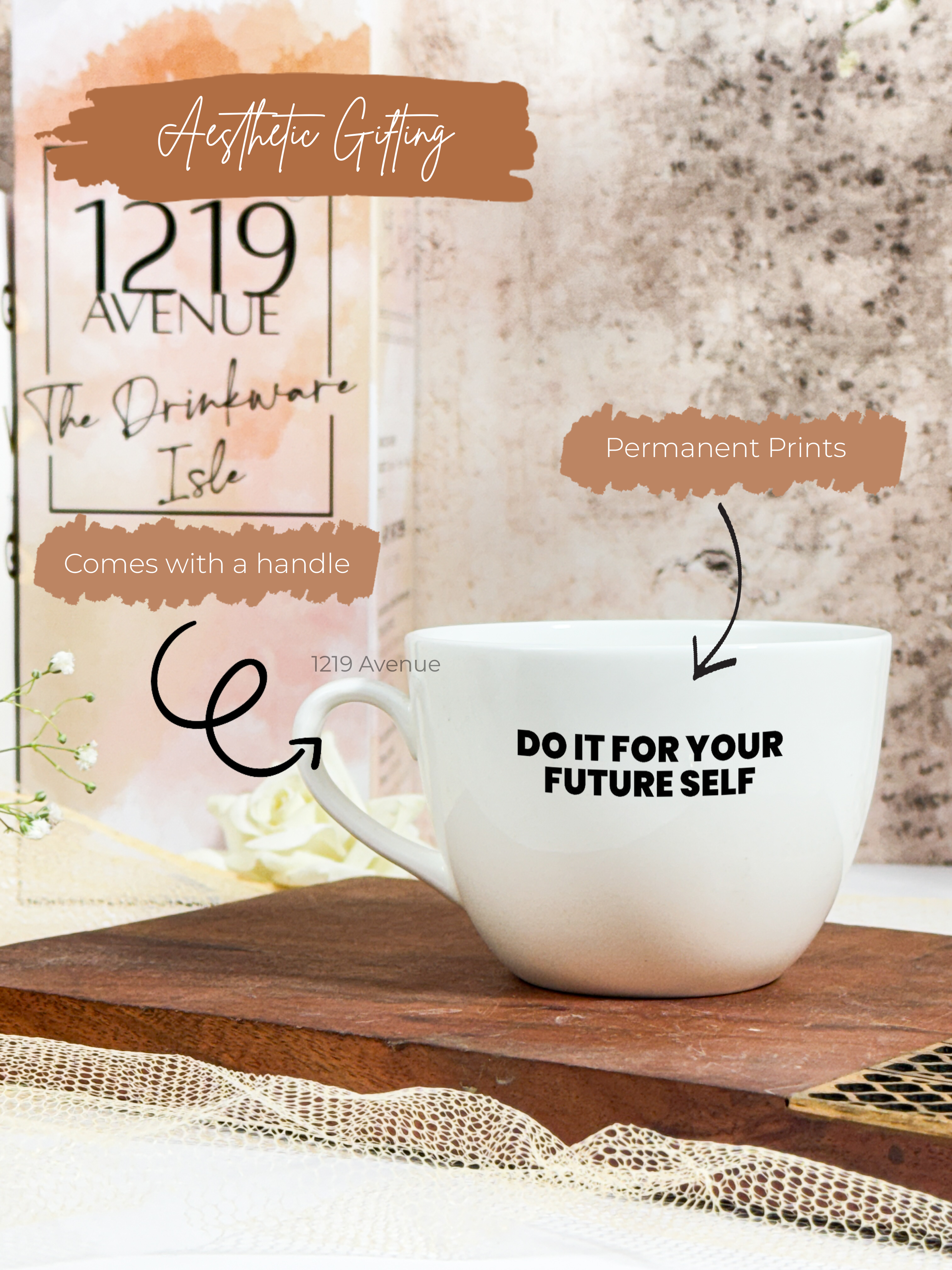 Benji Ceramic Cups |200ml |Do It For Your Future Self Permanent Print | Premium Ceramic Mugs 1219 Avenue