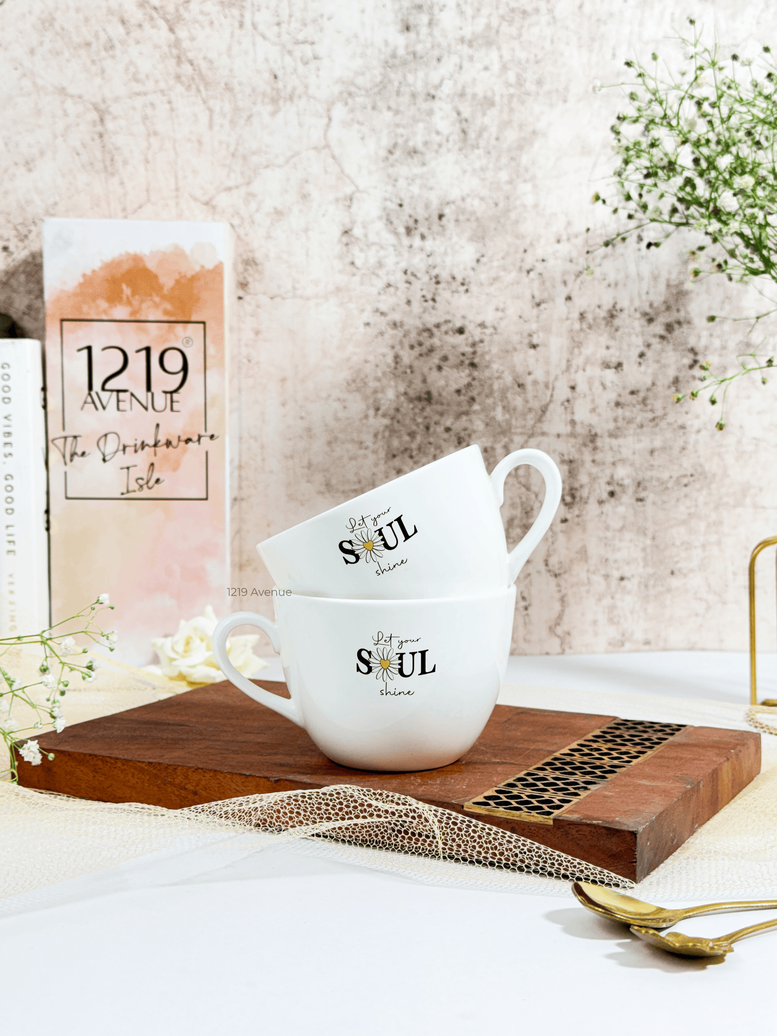 Benji Ceramic Cups |200ml |Let Your Soul Shine Permanent Print | Premium Ceramic Mugs 1219 Avenue
