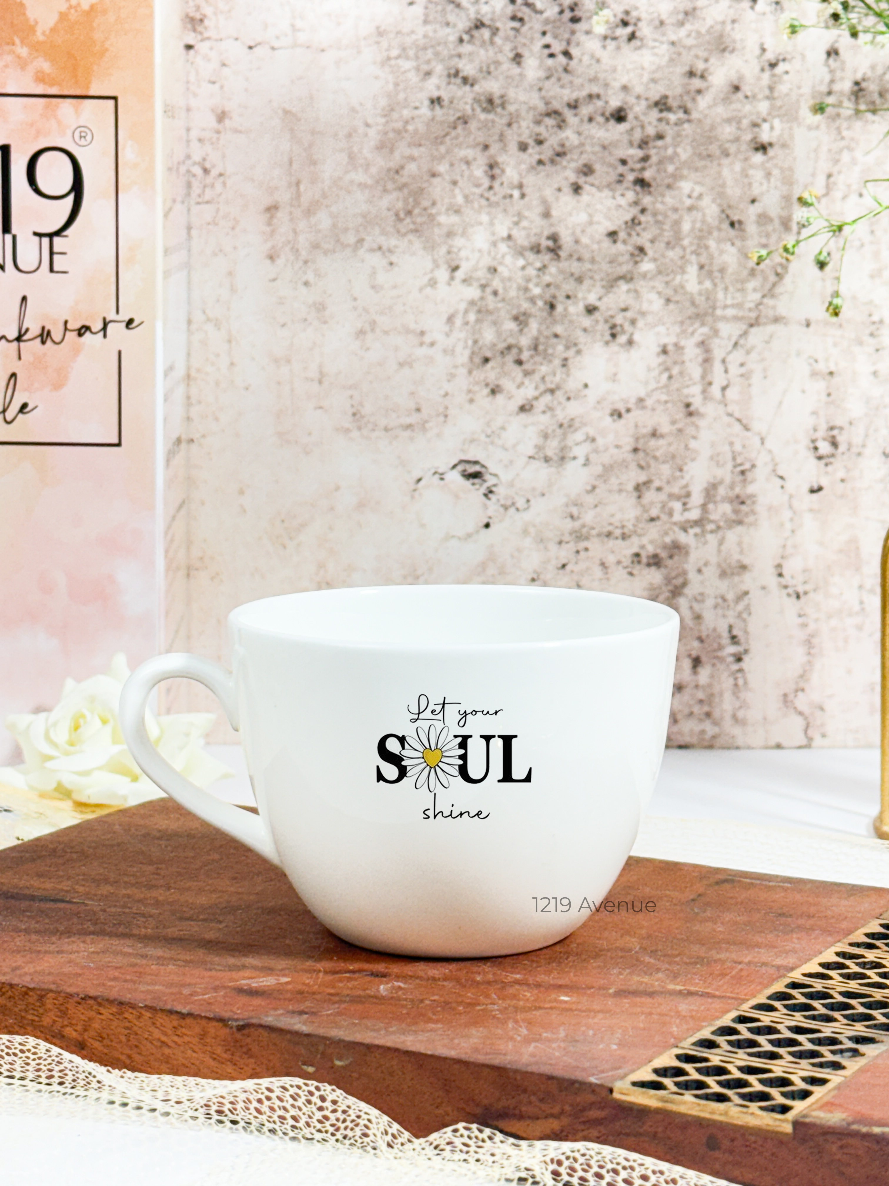 Benji Ceramic Grande Cups |200ml |Let Your Soul Shine Permanent Print | Premium Benji Ceramic Cups | Winter Special 1219 Avenue India