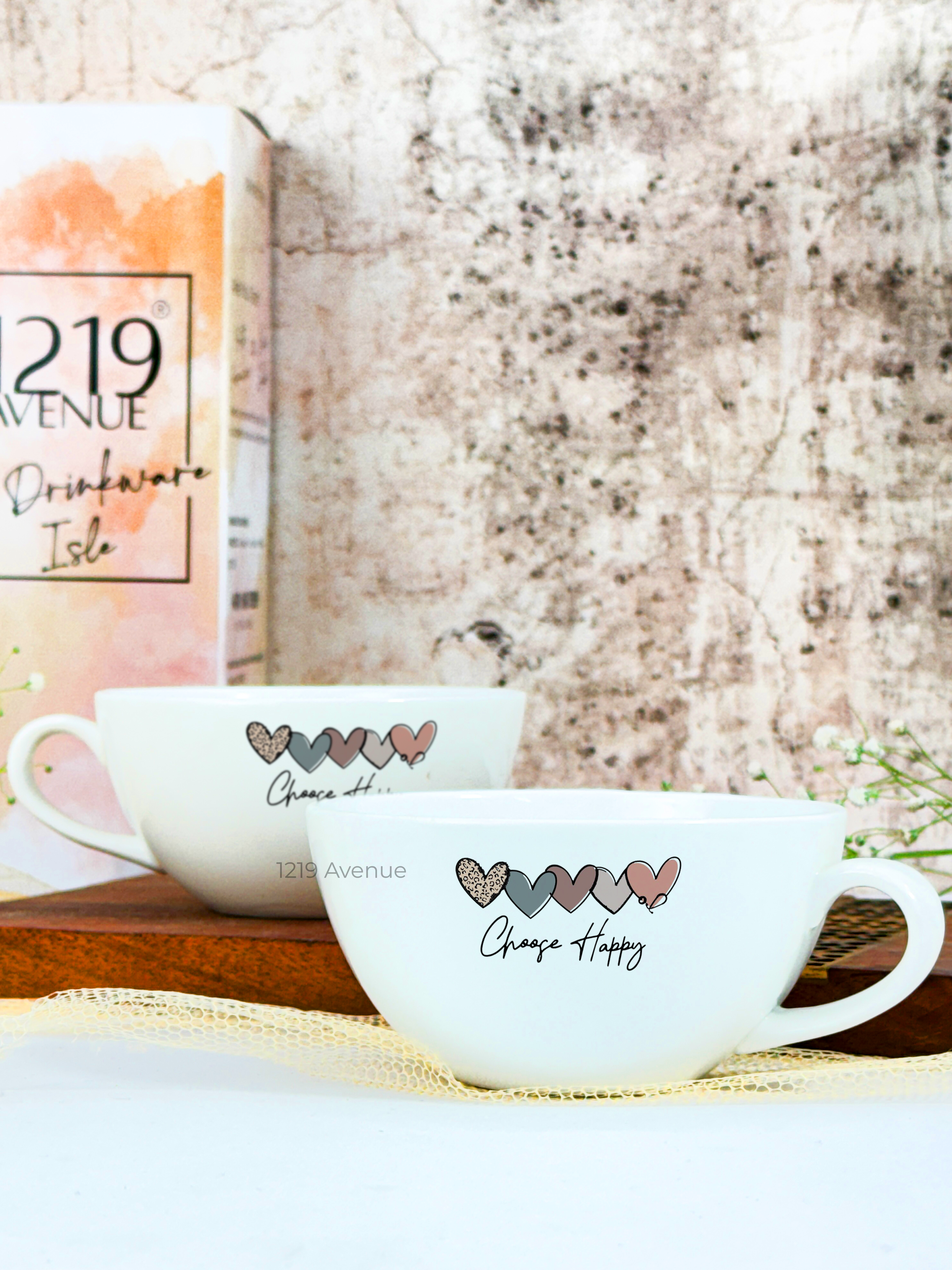 Brawny Ceramic Cups | 250ml |Choose Happy Permanent Print | Premium Ceramic Mugs 1219 Avenue